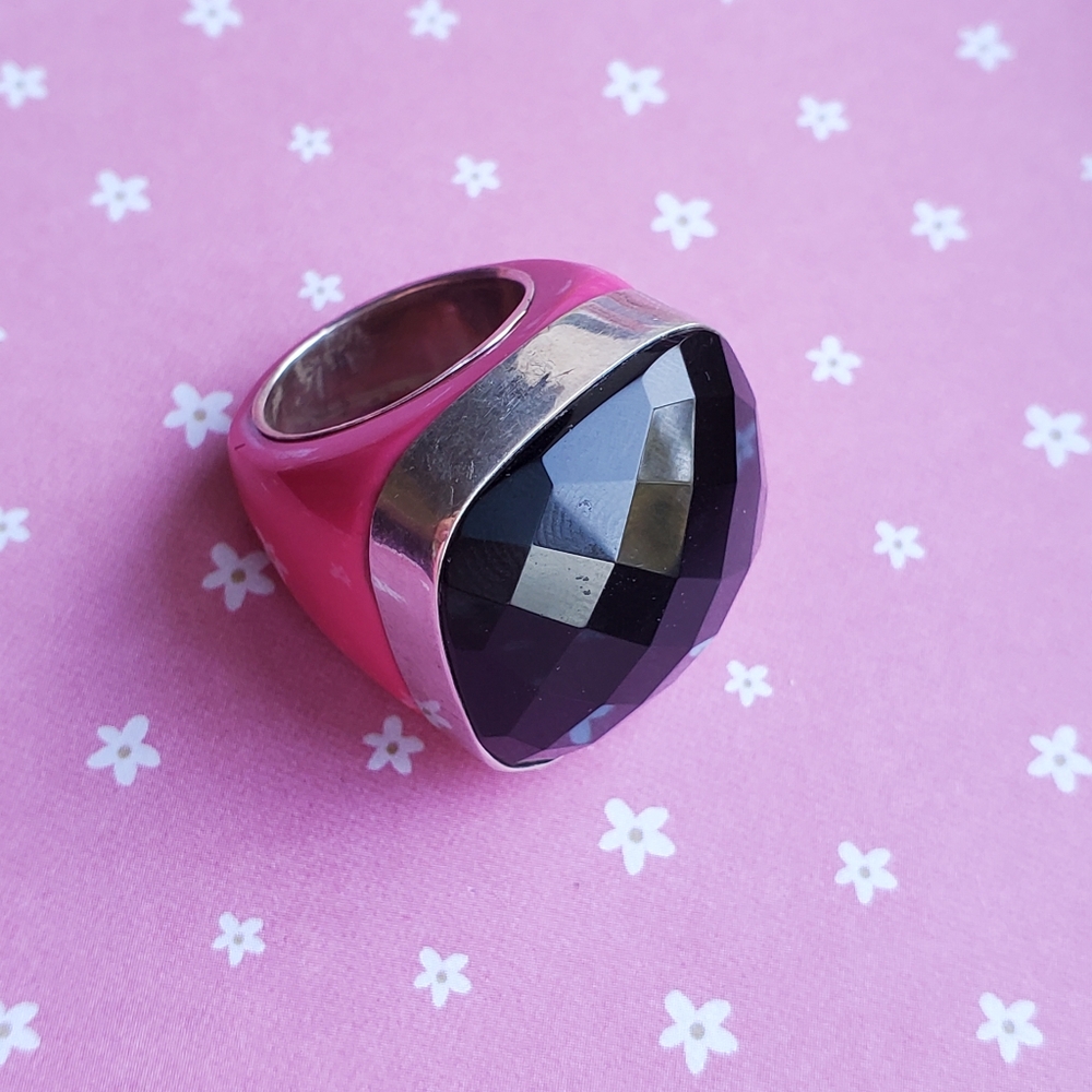 Vintage Black Chunky Sterling Silved and Onyx Ring
